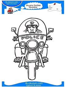 Çocuklar İçin Polis Boyama Sayfaları 